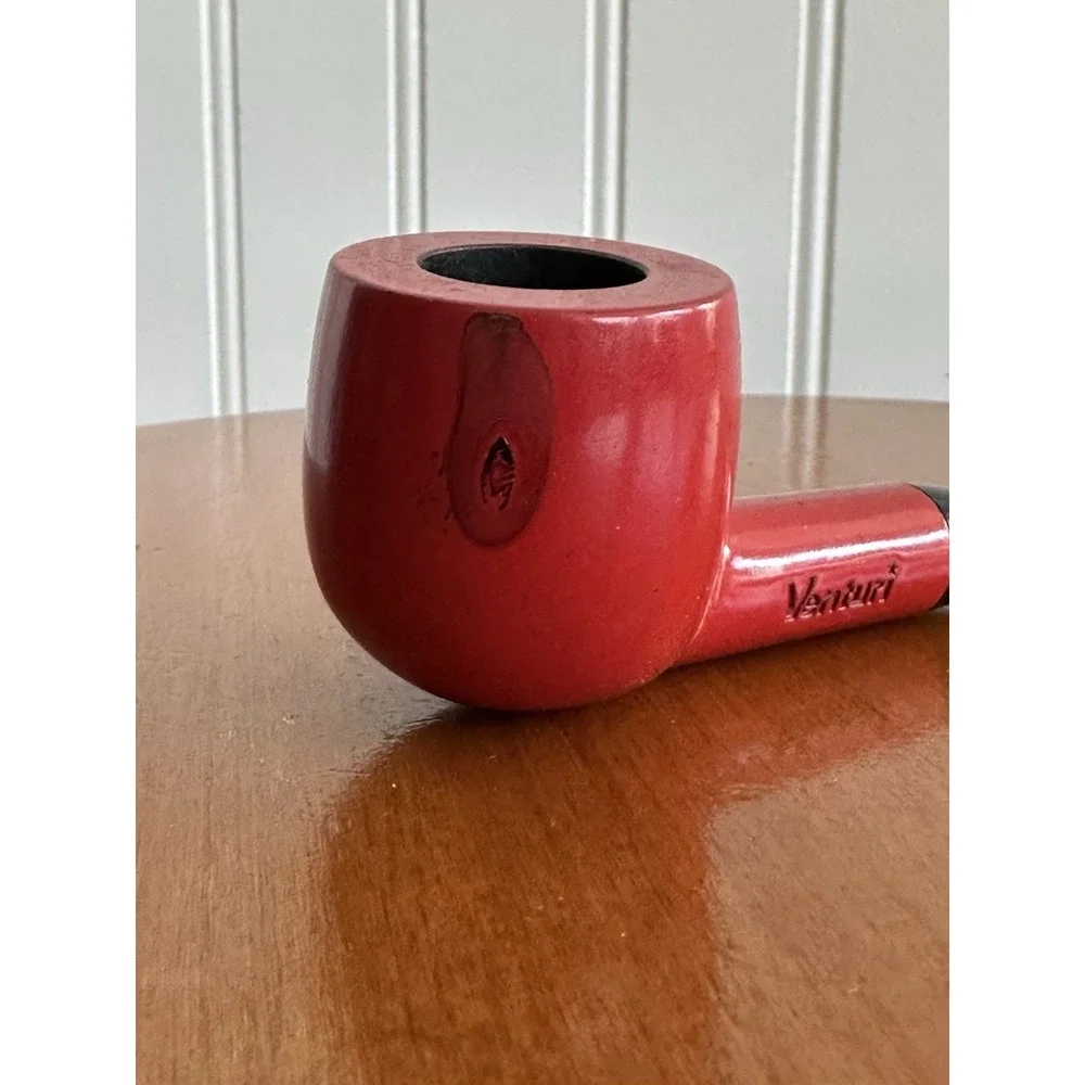 Vintage Venturi Red Tobacco Smoking Pipe Black Stem 5.5